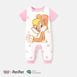 Looney Tunes Baby Girl/Boy Naia™ Character Print Short-sleeve Jumpsuit Pink