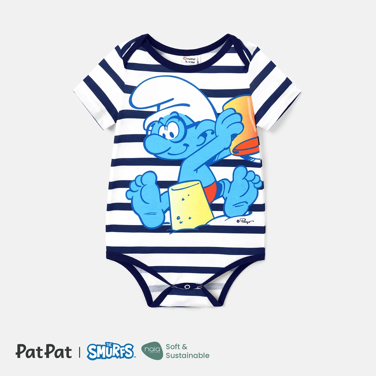 The Smurfs Family Matching Naia™ Character & Stripe Print Short-sleeve Dresses and T-shirts Sets COLOREDSTRIPES big image 1
