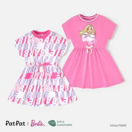 Barbie Toddler/Kid Girl Character & Letter Print Naia™ Short-sleeve Dress