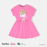 芭比幼兒/孩子女孩角色和字母印花奈亞™短袖連衣裙 粉色的