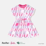 Barbie Toddler/Kid Girl Character & Letter Print Naia™ Short-sleeve Dress PinkyWhite