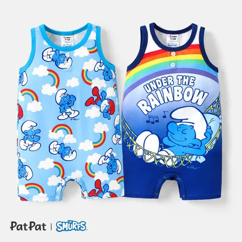 The Smurfs Baby Boy Character & Rainbow Print Tank Romper
