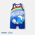 The Smurfs Baby Boy Character & Rainbow Print Tank Romper Deep Blue