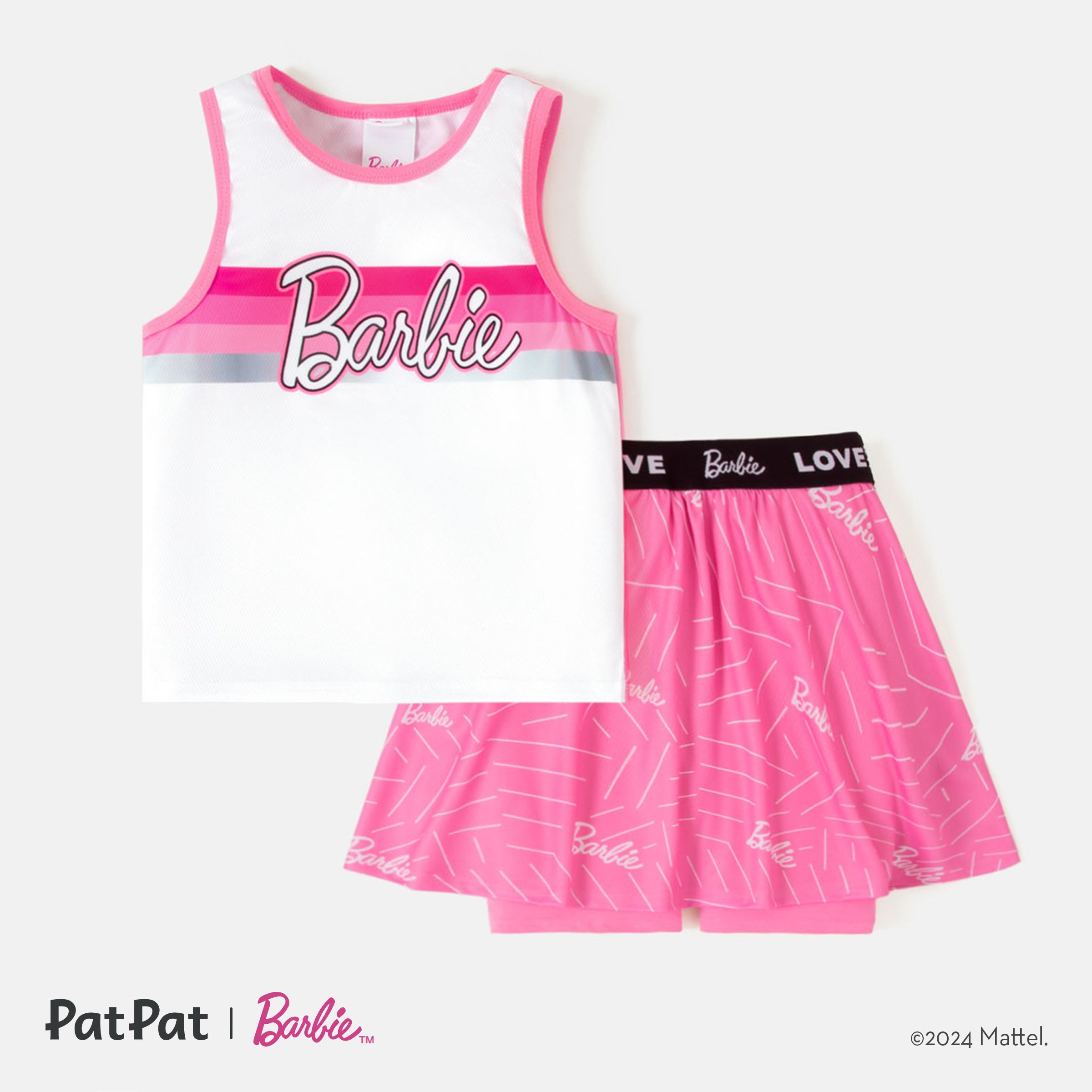 Barbie Toddler/Kid Girl 2pcs Letter Print Tank Top And Skort Set