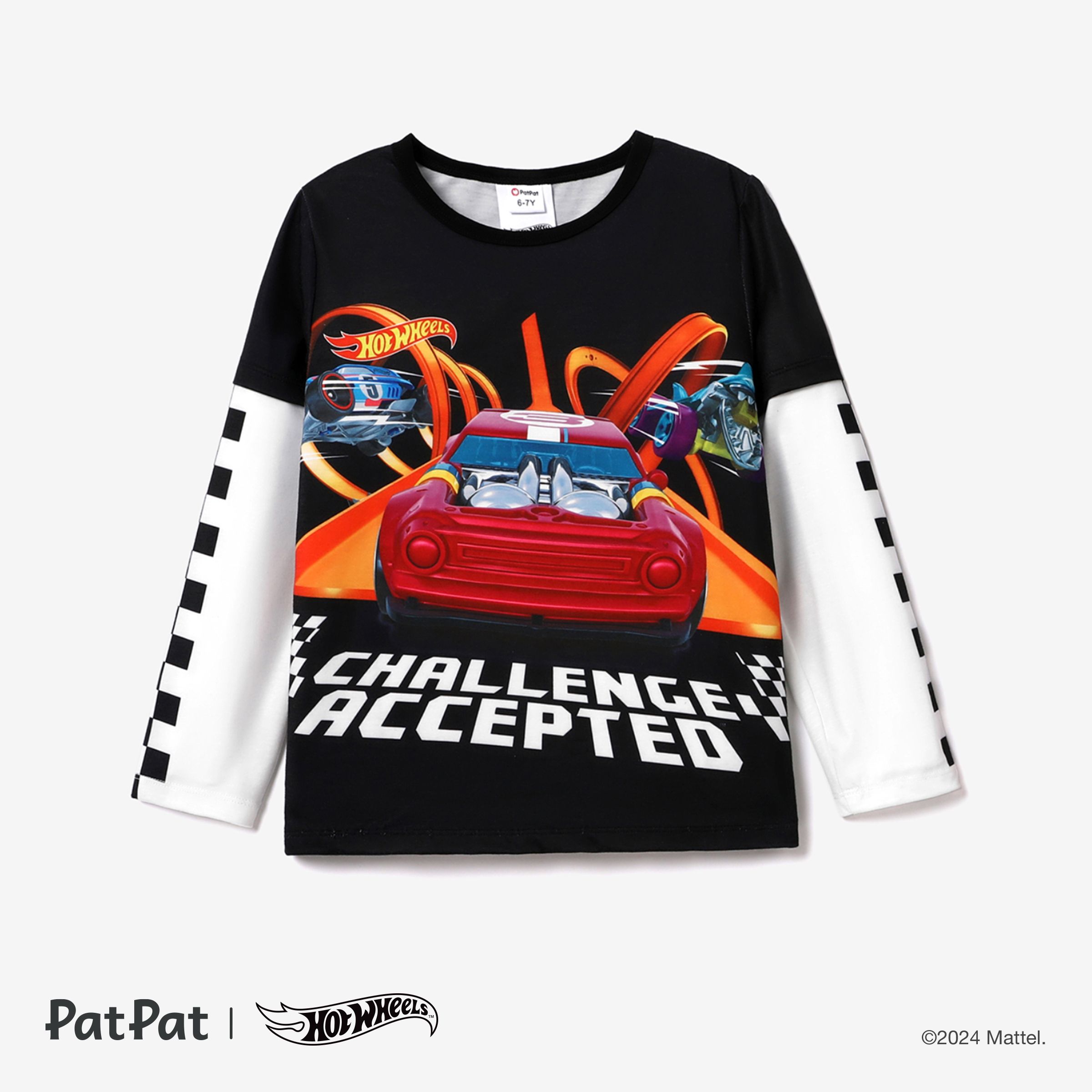 Hot Wheels Kid Boy Colorblock Vehicle Print Sweat-shirt à Manches Longues Et Ensemble De Pantalons élastiques