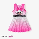 PAW Patrol Little Girl Web Gradient Pattern Sleeveless Dress or Checkerboard All-over Pattern Dress PINK-1