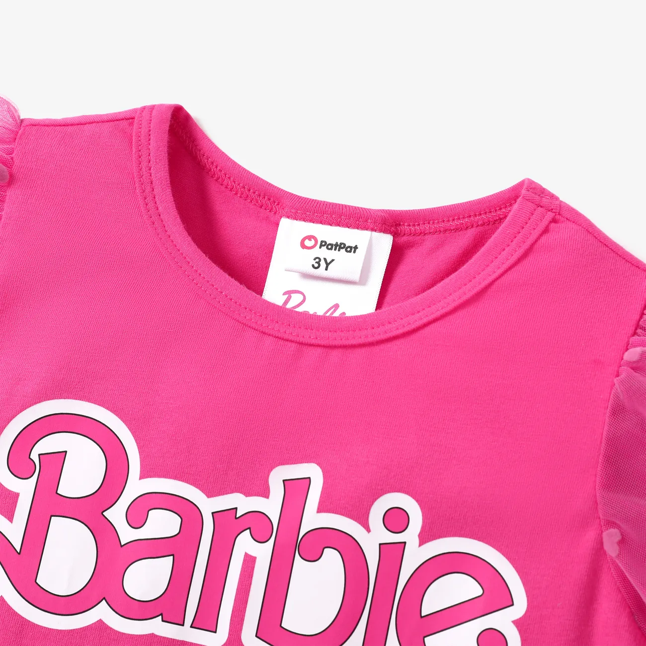 Barbie 3 pièces Fille Couture de tissus Doux Ensemble roséblanc big image 1