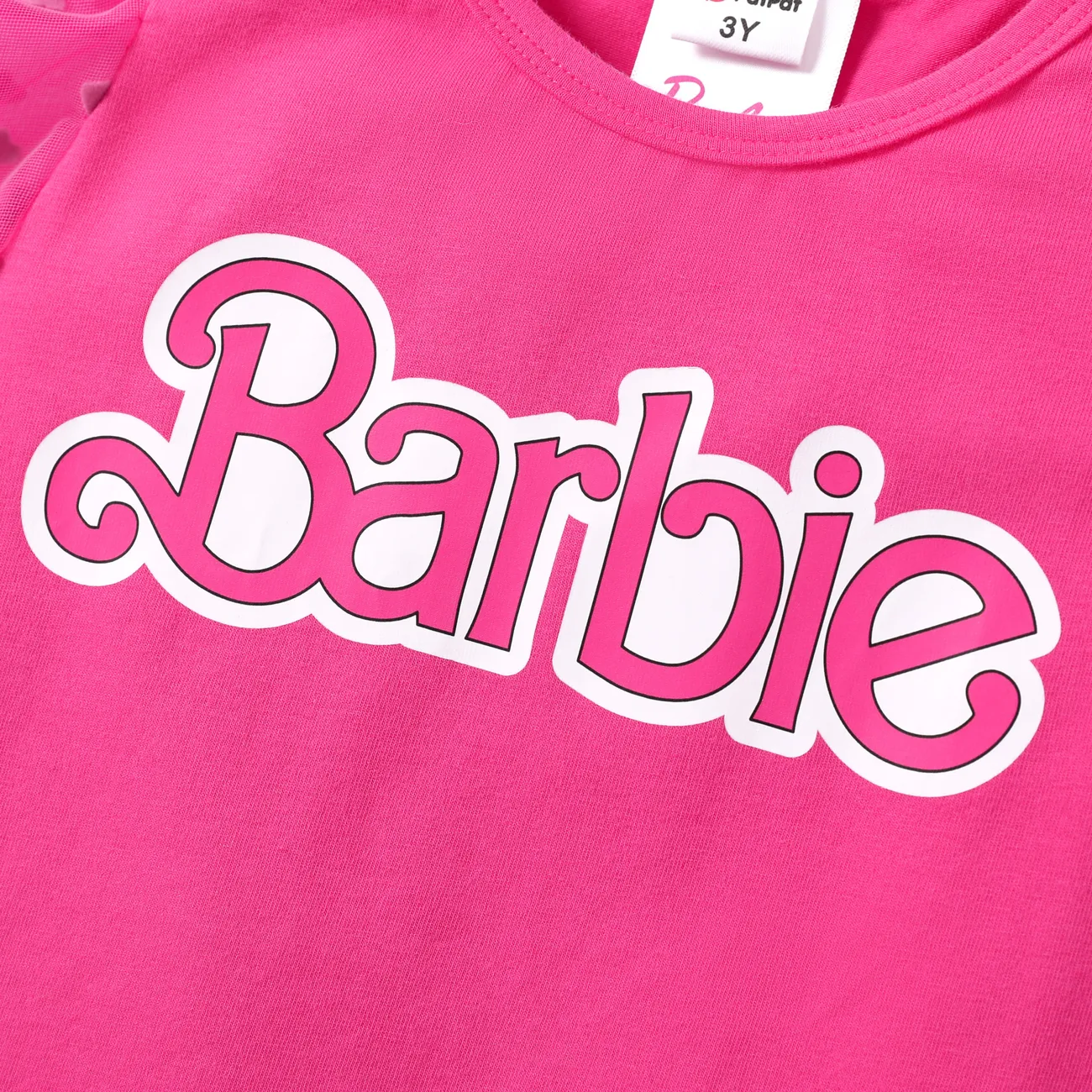 Barbie 3 pièces Fille Couture de tissus Doux Ensemble roséblanc big image 1