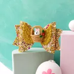 蹣跚學步/兒童女孩復活節主題卡通兔子髮夾帶蝴蝶結 金色