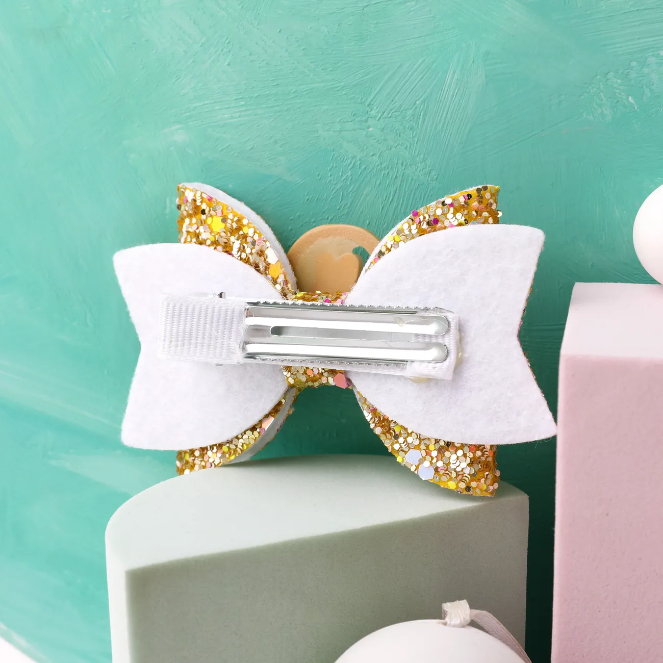 Toddler/kids Girl Easter-themed Cartoon Bunny Hair Clip with Bow Gold big image 1