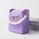 Bolso cuadrado pequeño con candado de amor cruzado de un solo hombro Pearl para niños pequeños Púrpura