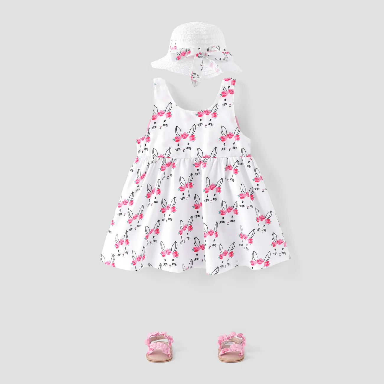 2 Stück Baby Hypertaktil Hase Süß Ärmellos Kleider rosa big image 1