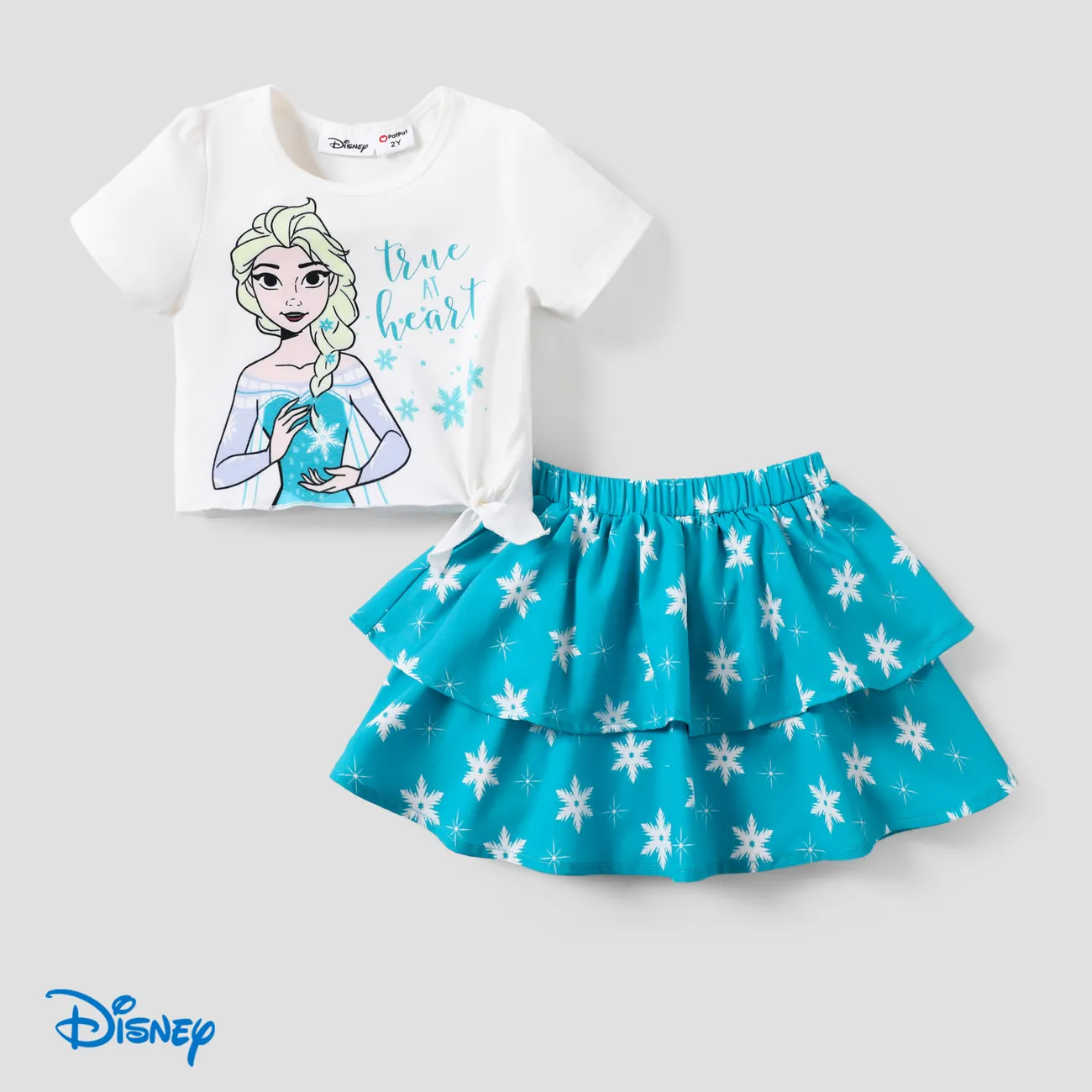 Disney Frozen 2 unidades Niño pequeño Chica Con encaje Infantil Traje de falda agua verde big image 1