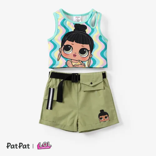 L.O.L.  Surprise 2pcs Toddler/Kids Girls Character Waist Bag Cargo Shorts Set
