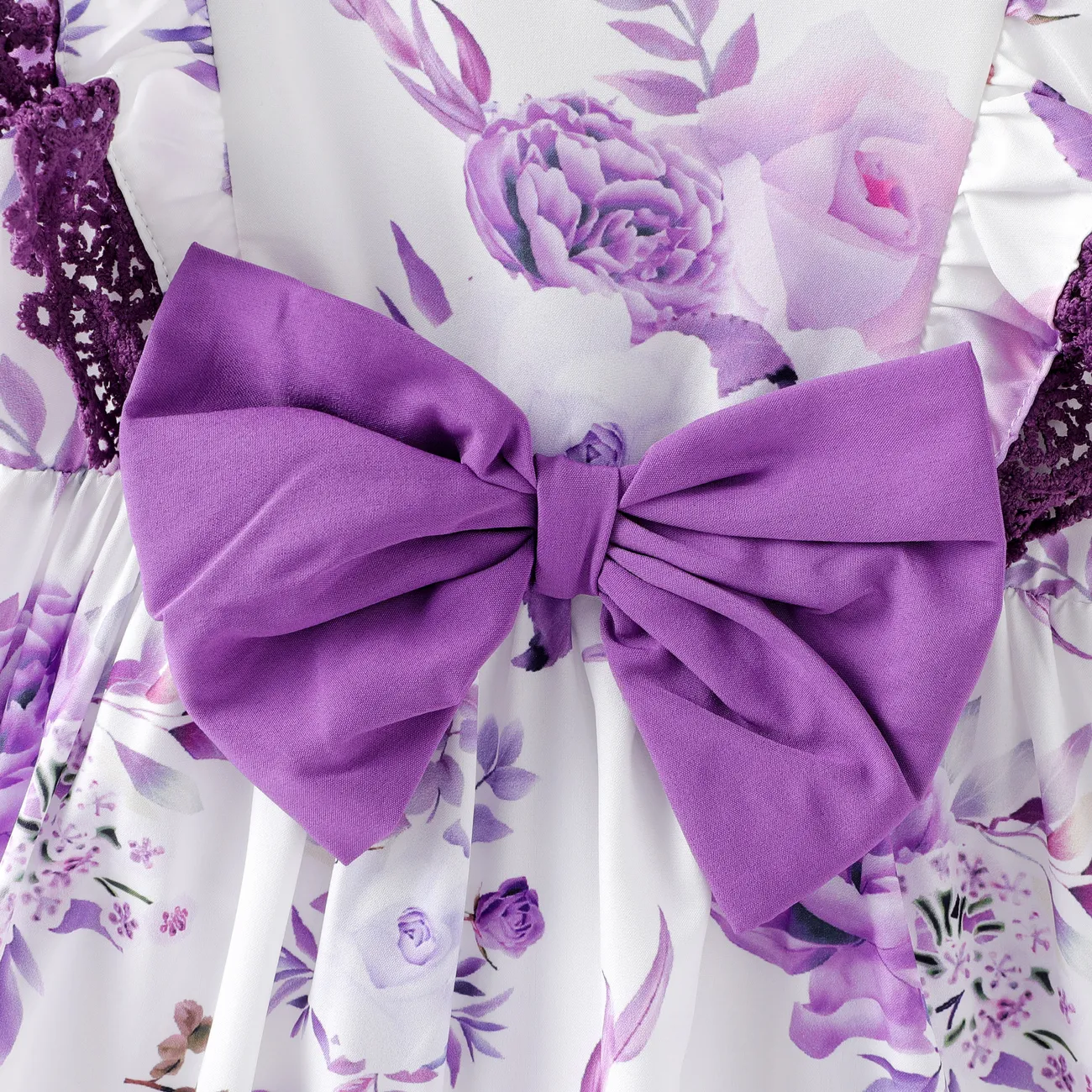 Toddler Girl 2pcs Sweet Floral Print Dress and Headband Set Light Purple big image 1