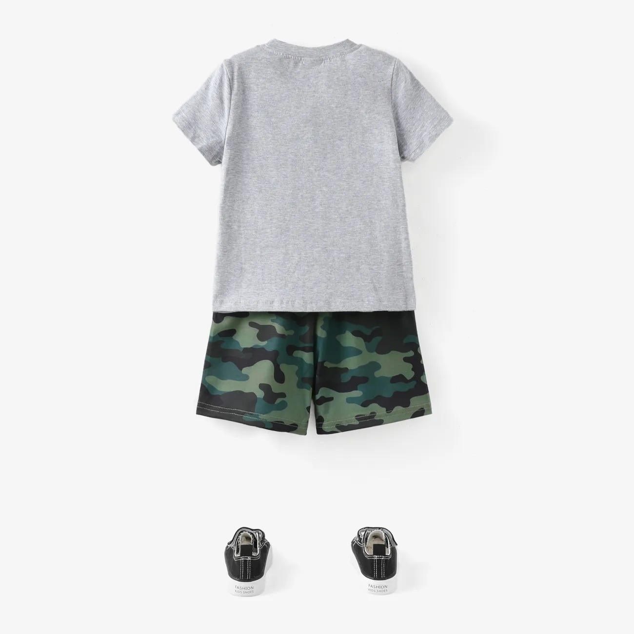 Pantaloncini elasticizzati con stampa mimetica/lettera per bambino/bambino Camouflage big image 1