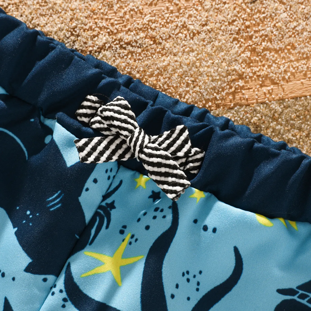  Toddler Boy Ocean Print Swim Trunks Light Blue big image 1