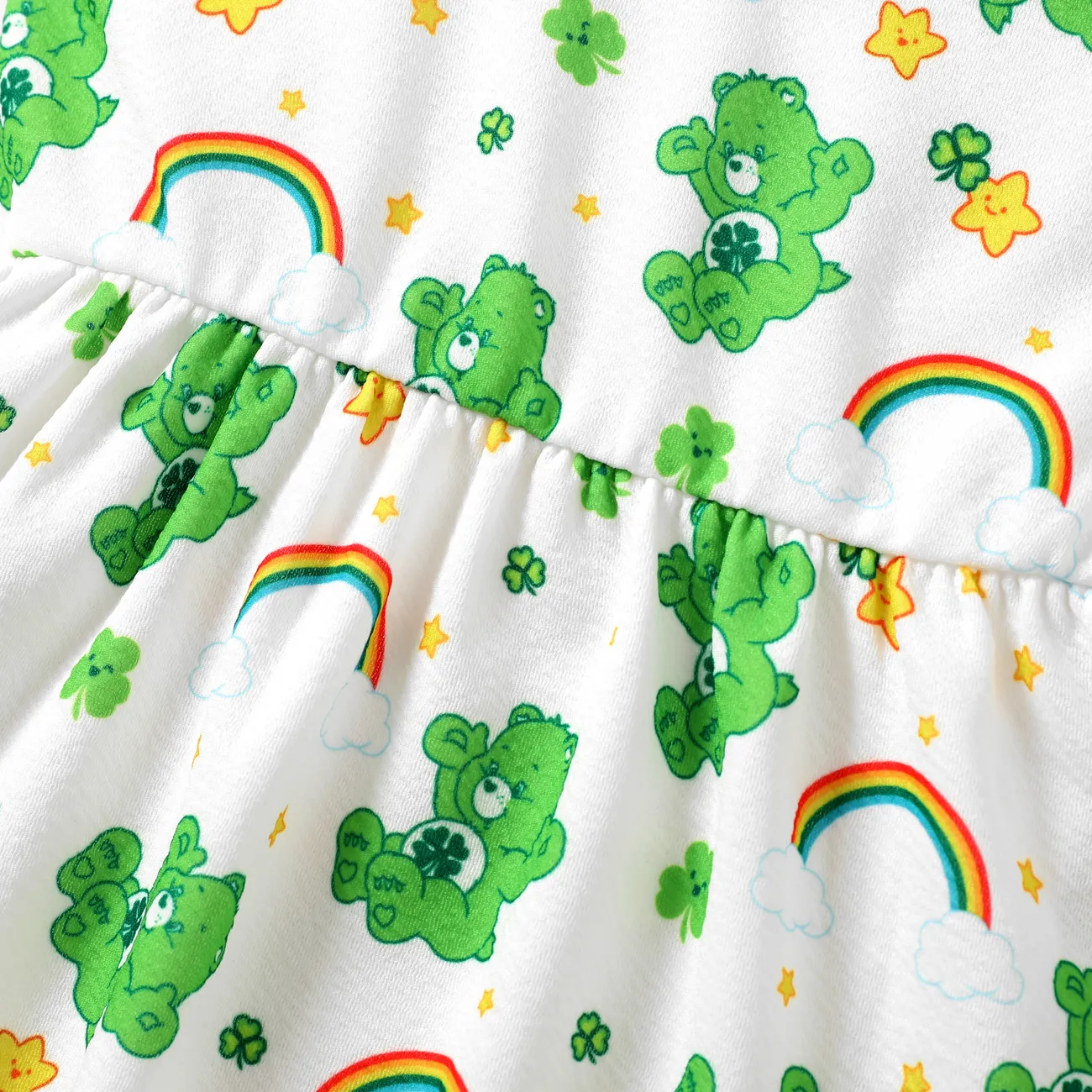 Care Bears 1pc Saint Patrick's Day  ToddlerGirl Bear Rainbow Print Dress
 Green big image 1