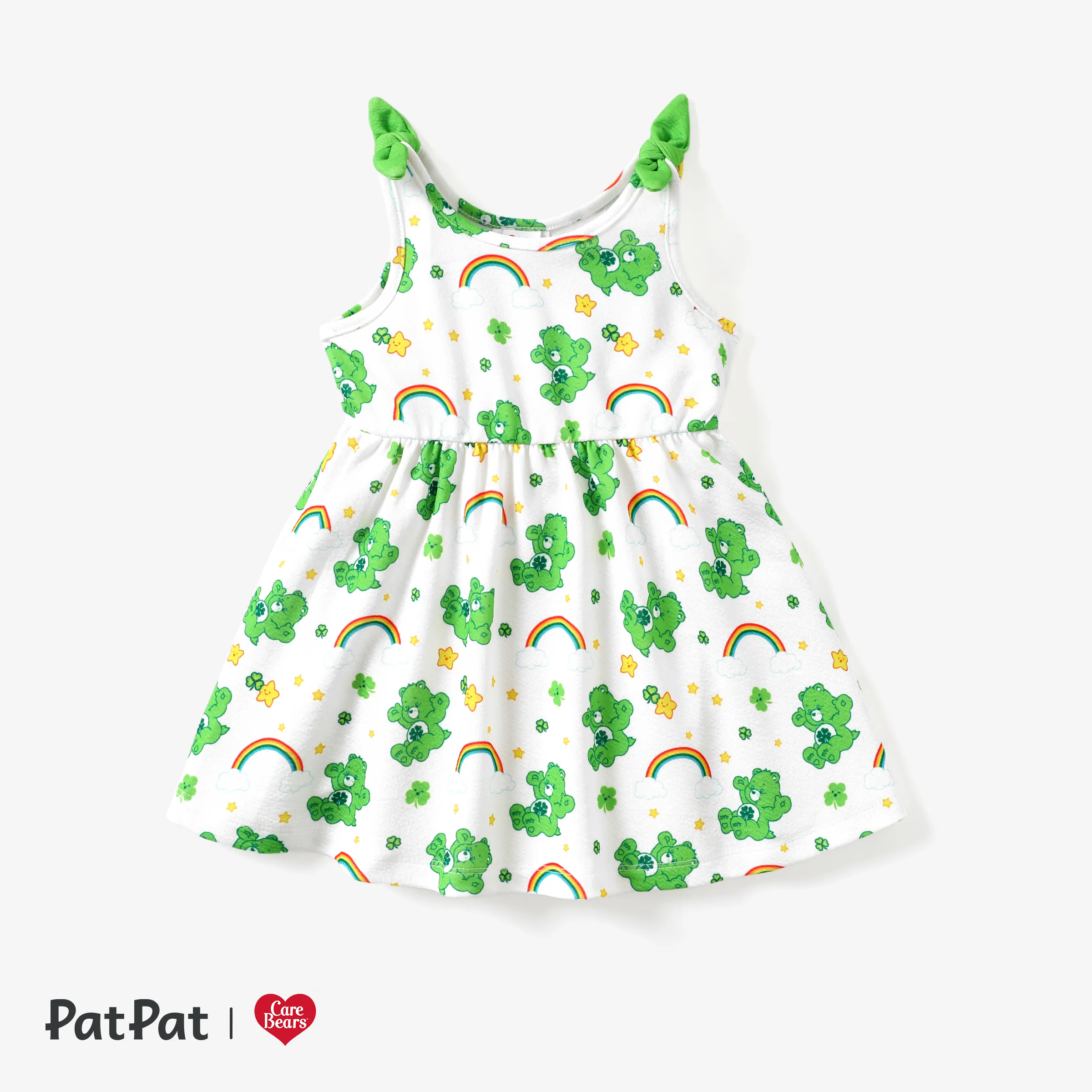 

1pc Saint Patrick's Day Care Bears ToddlerGirl Bear Rainbow Print Dress