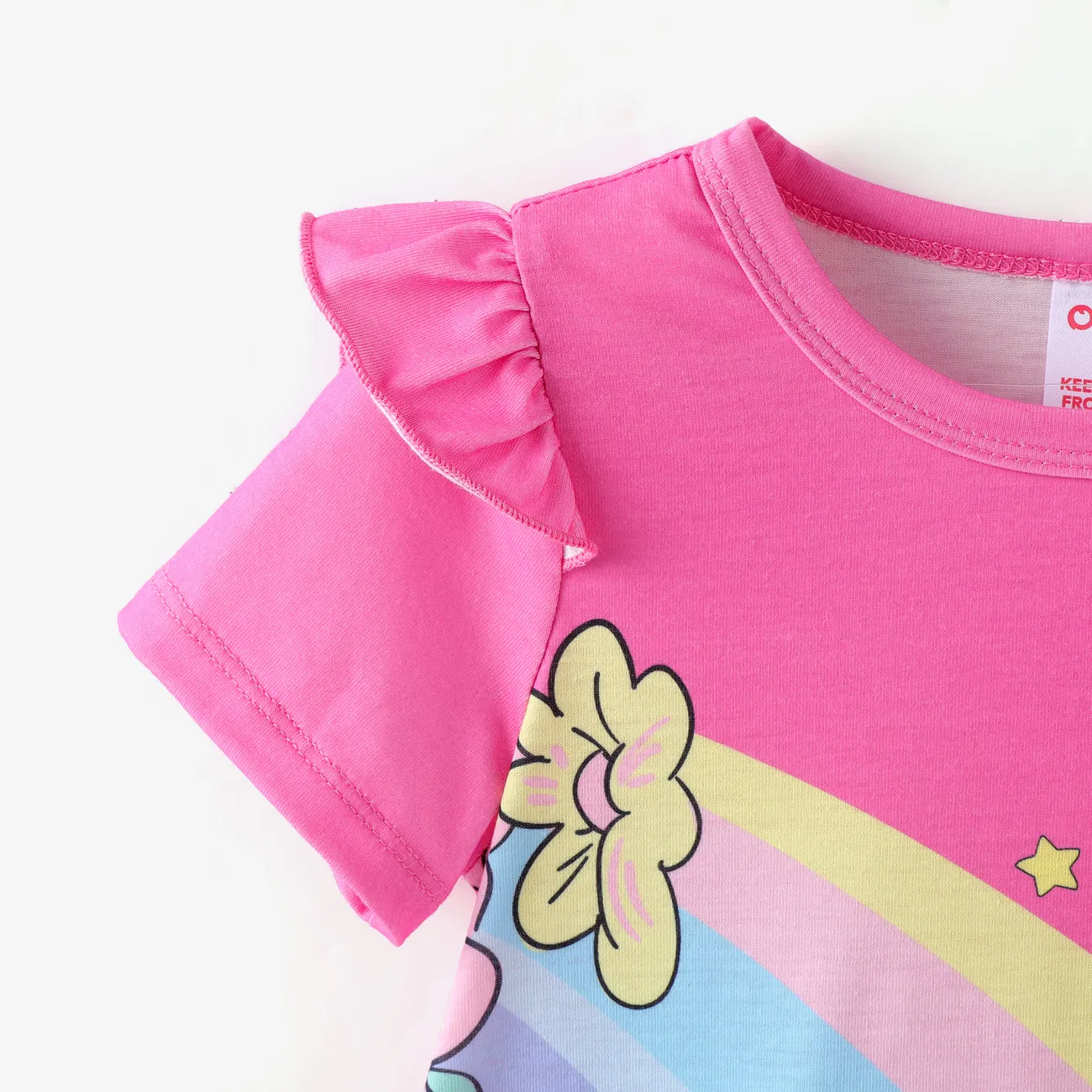 Toddler/Kid Girl Animal Print Flutter Sleeve Dress Pajama Hot Pink big image 1