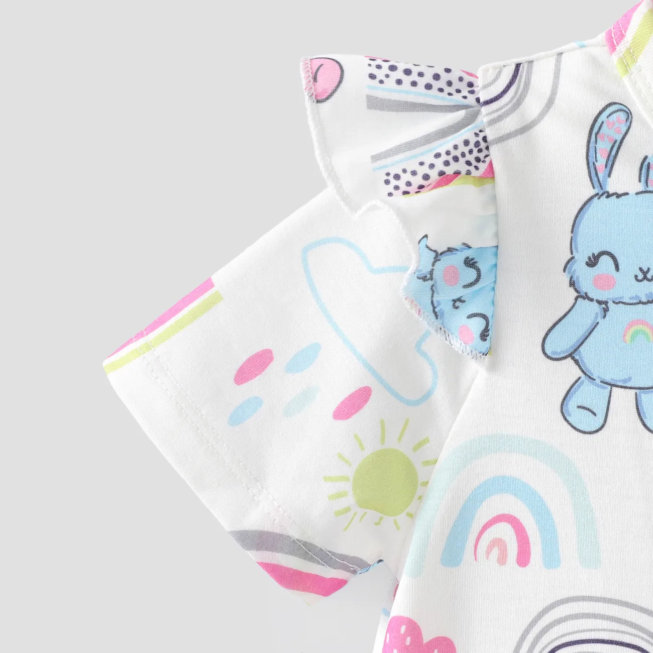Toddler/Kid Girl Animal Print Flutter Manga Vestido Pijama Multicolorido big image 1