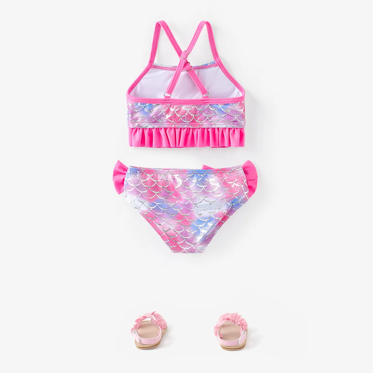 Baby Girl 2pcs Fish Scale Pattern Swimsuits Set Multi-color big image 1