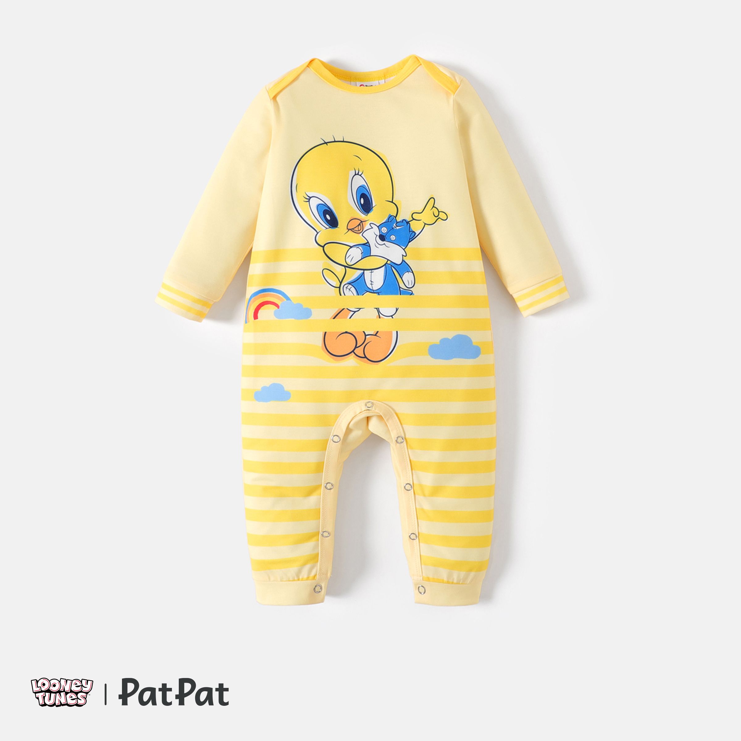 Looney Tunes Baby Boy/Girl Long-sleeve Graphic Striped Jumpsuit