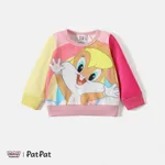 Looney Tunes Baby Boy/Girl Cartoon Print Colorblock Long-sleeve Sweatshirt PINK-1