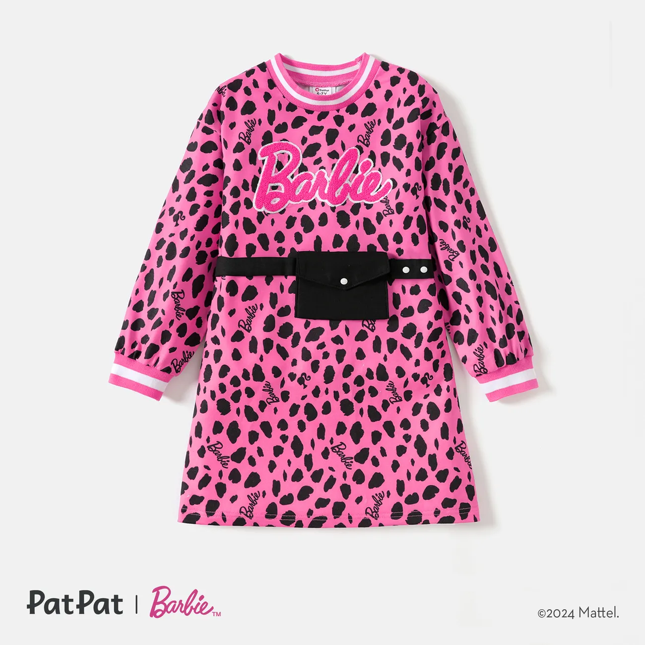Barbie 2 unidades IP Chica Básico Estampado de leopardo Vestidos Rosado big image 1