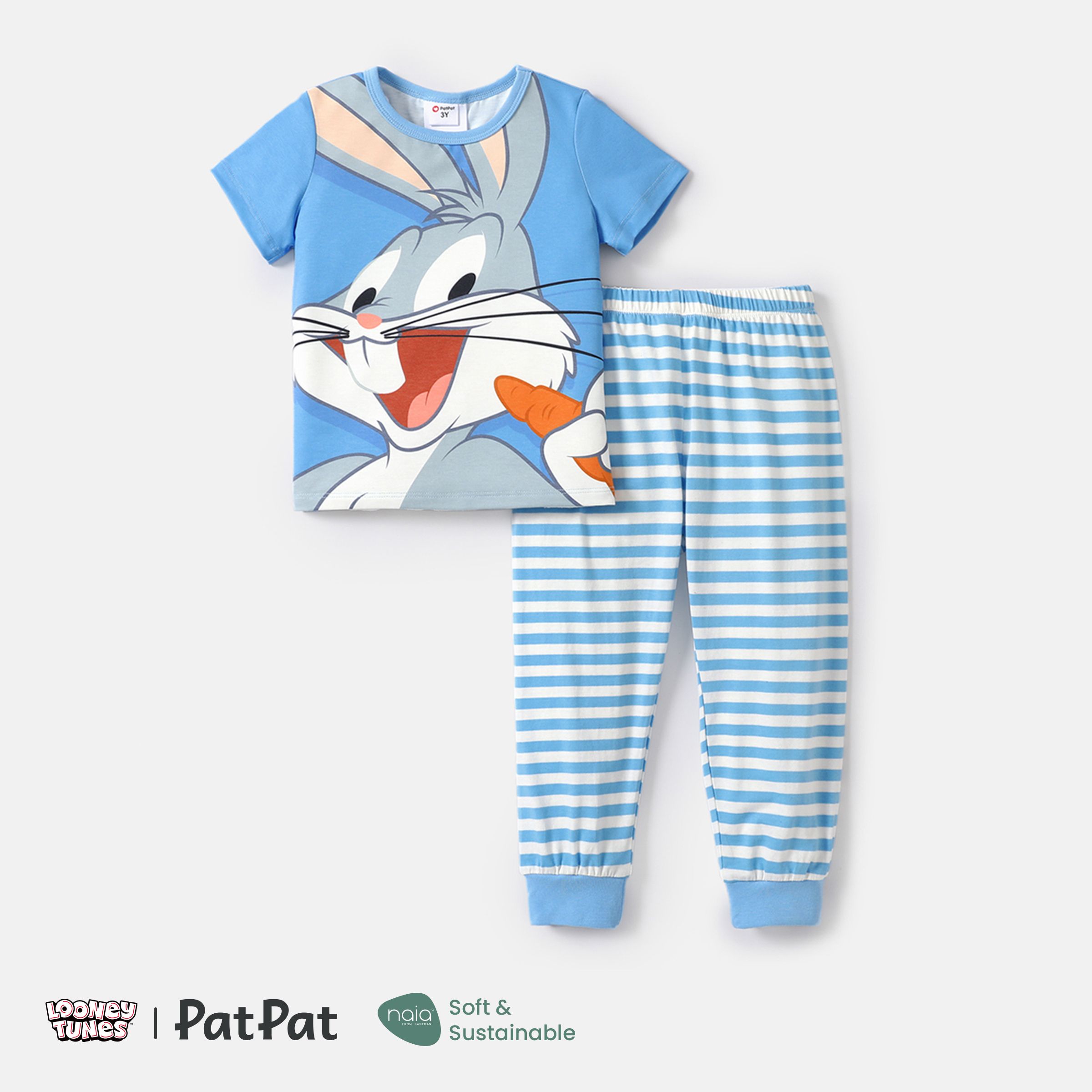 Looney Tunes Ensemble De 2 T-shirts à Manches Courtes Et Pantalons En Coton à Rayures Pour Tout-petit Fille/garçon