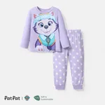 PAW Patrol 2pcs Toddler Girl/Boy Character Print Long-sleeve Tee and Polka dots/Stripe Pants Set Purple