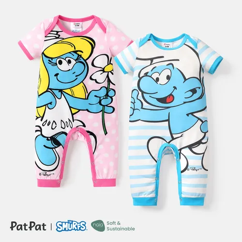 The Smurfs Baby Boy/Girl Graphic Print Striped Short-sleeve Naia™ Jumpsuit