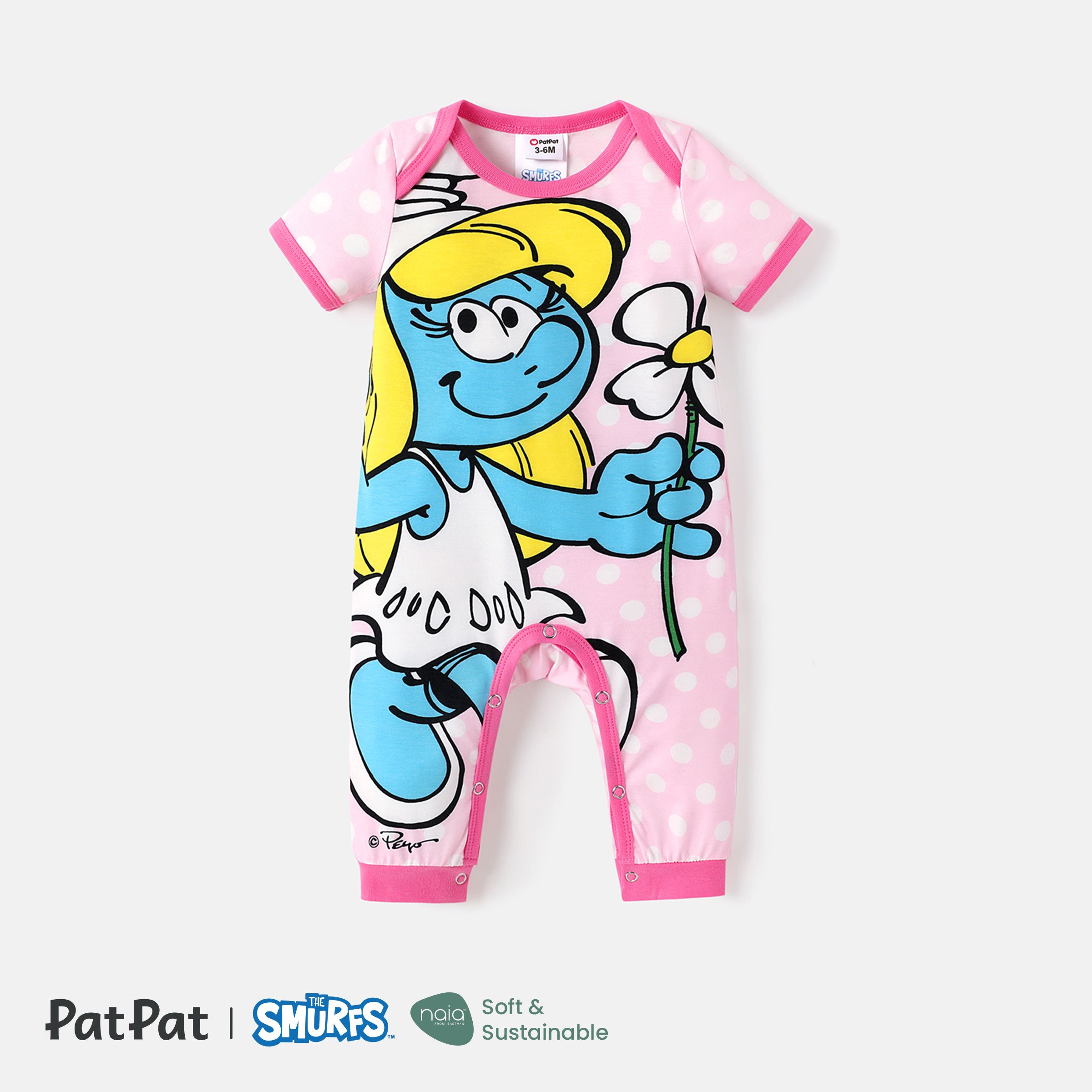 The Smurfs Baby Boy/Girl Graphic Print Striped Short-sleeve Naiaâ¢ Jumpsuit