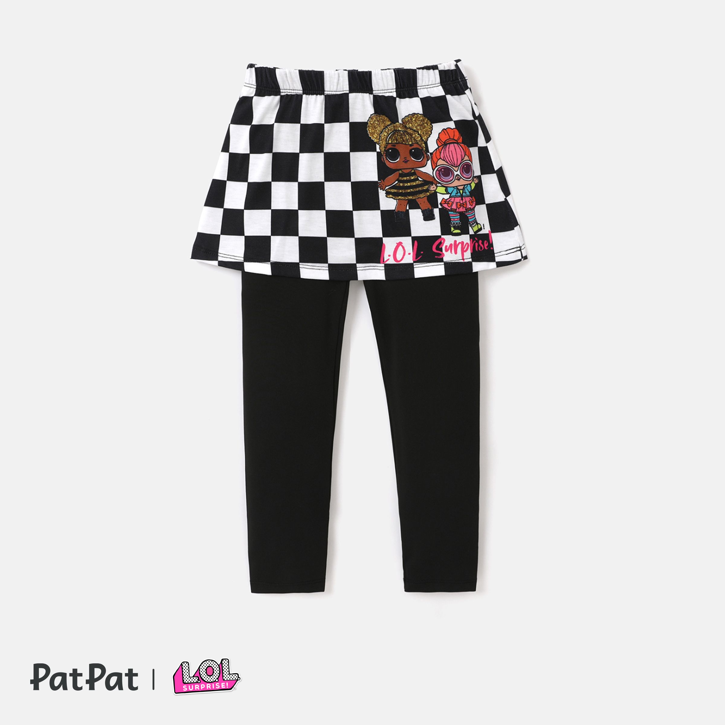 L.O.L. SURPRISE ! Toddler Girl Character & Plaid Print Ruffle Overlay 2 In 1 Leggings