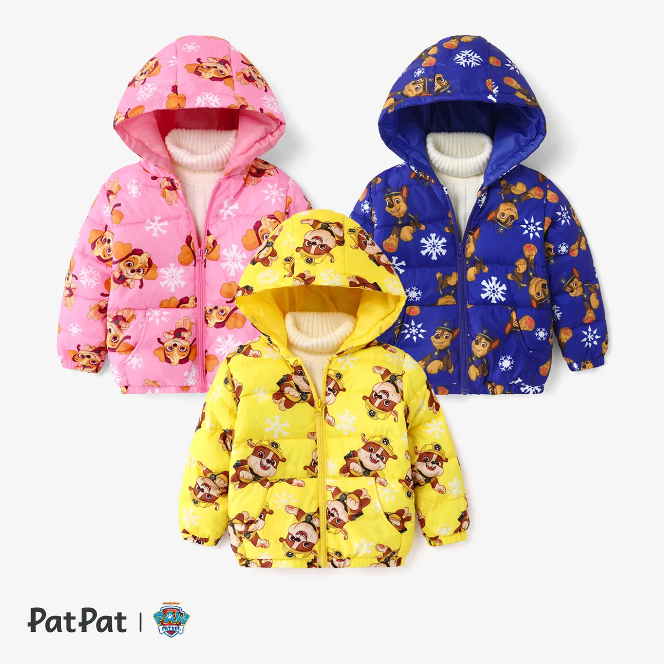 PAW Patrol Toddler Girl / Boy Character & Allover Print Long-sleeve Chaqueta acolchada con capucha Amarillo big image 1