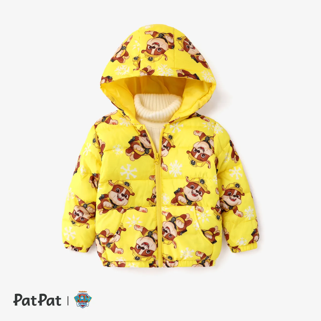 PAW Patrol Toddler Girl / Boy Character & Allover Print Long-sleeve Chaqueta acolchada con capucha Amarillo big image 1