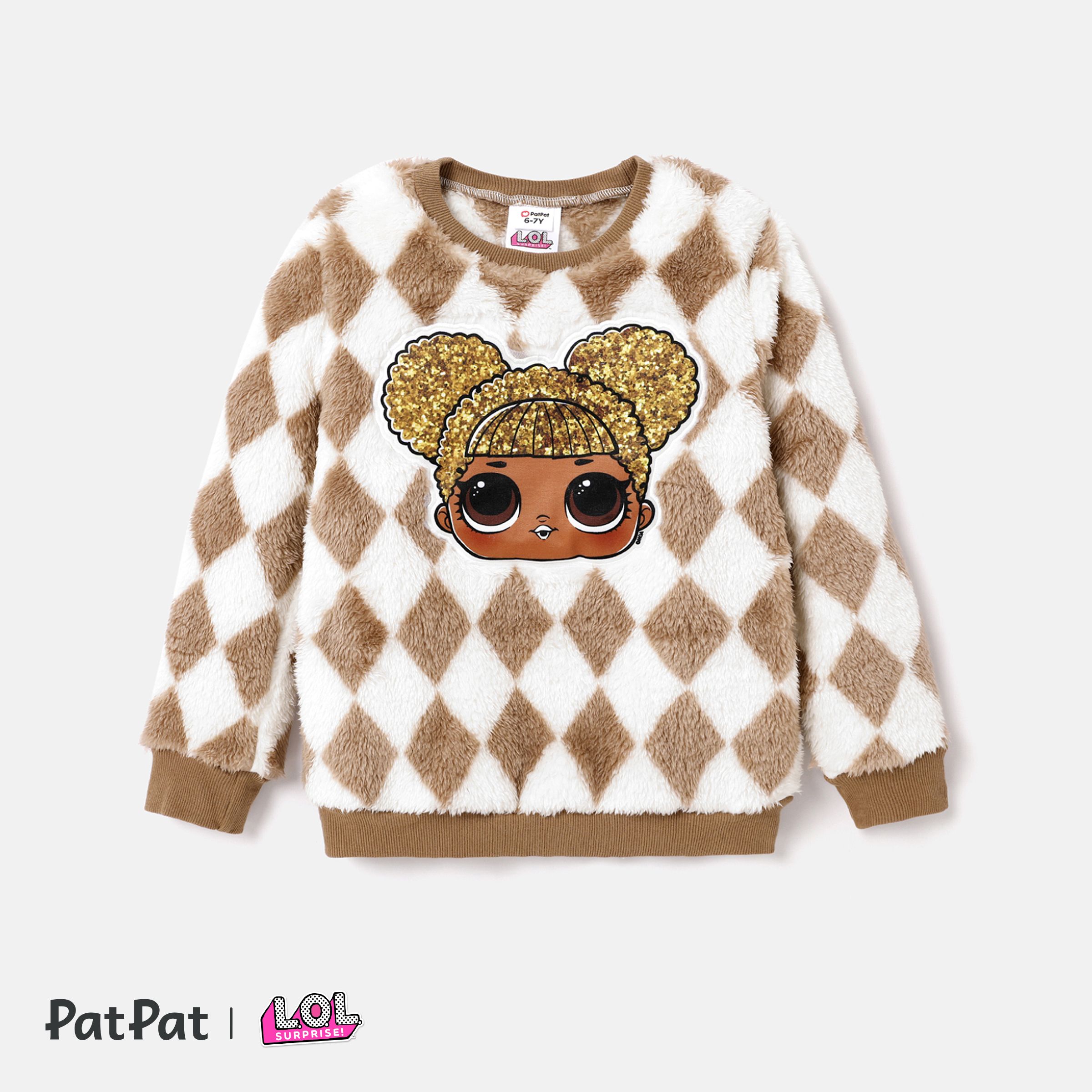 

L.O.L. SURPRISE! Kid Girl Plaid & Character Print Fleece Long-sleeve Sweatshirt
