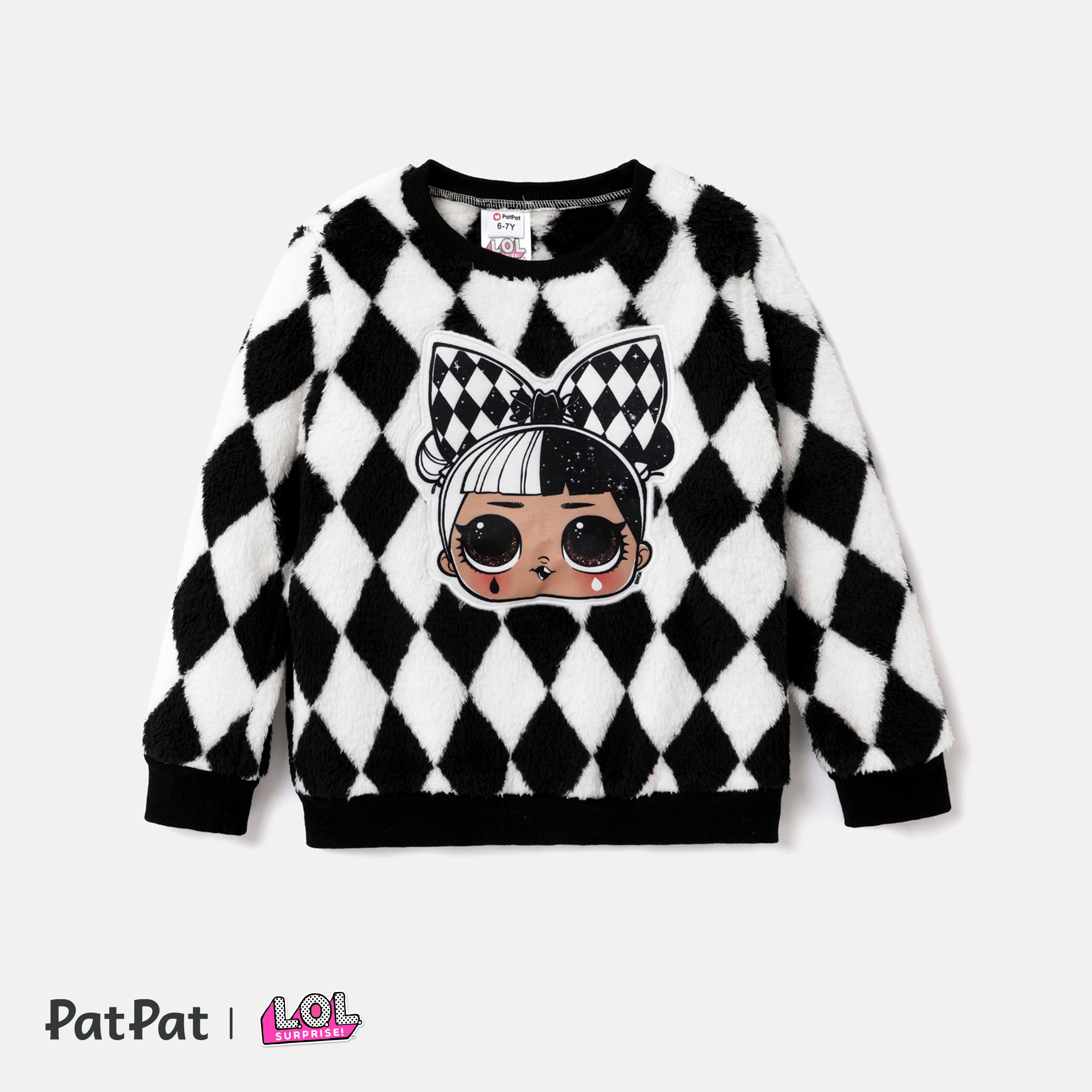 L.O.L. SURPRISE! Kid Girl Plaid & Character Print Fleece Long-sleeve Sweatshirt