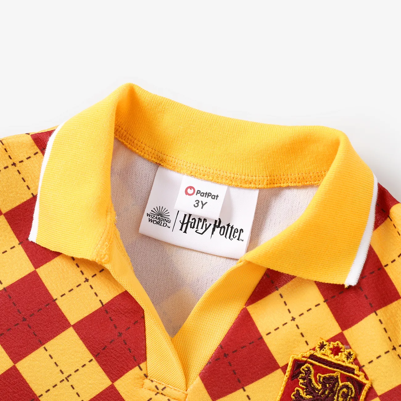 Harry Potter Toddler Girls Checkerboard Pattern Allover Pattern Color Block Badge Polo Collar  A-Line Dress Red big image 1