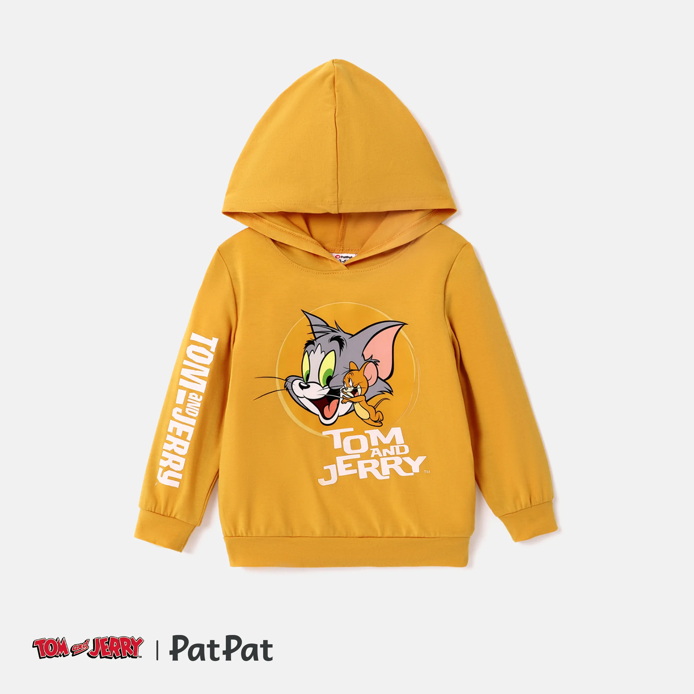 Tom and Jerry Toddler Boy Letter Print Yellow Hoodie Sweatshirt