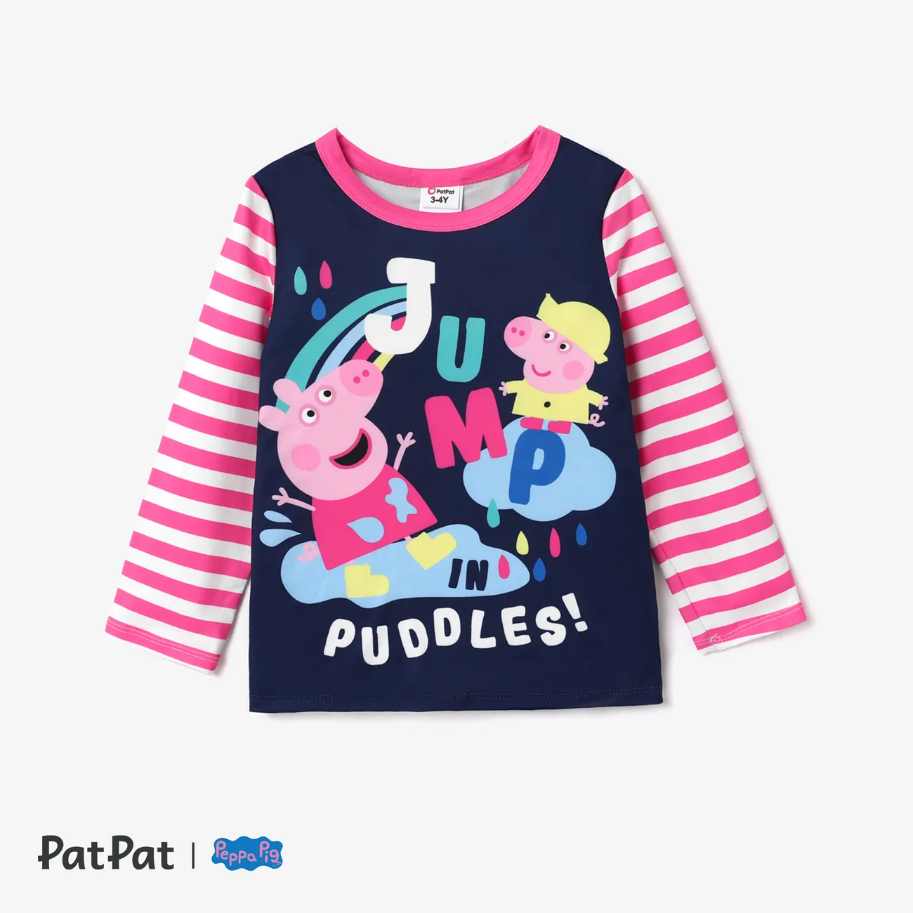 Peppa Pig Toddler GIrl Character Print Long-sleeve T-shirt Color block big image 1