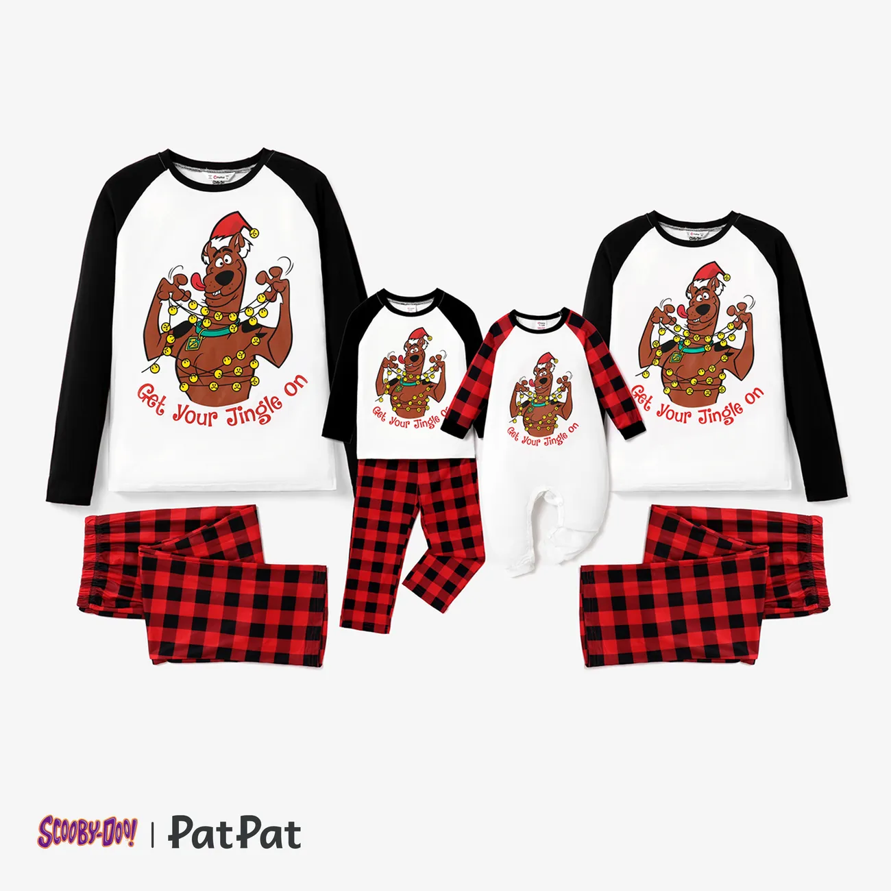 Scooby-Doo Family Matching Christmas Graphic Top and Grid Pants Pajamas Sets(Flame Resistant) Red big image 1