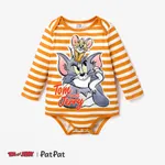 Tom and Jerry Baby Boy Long-sleeve Graphic Print Striped Jumpsuit Brown