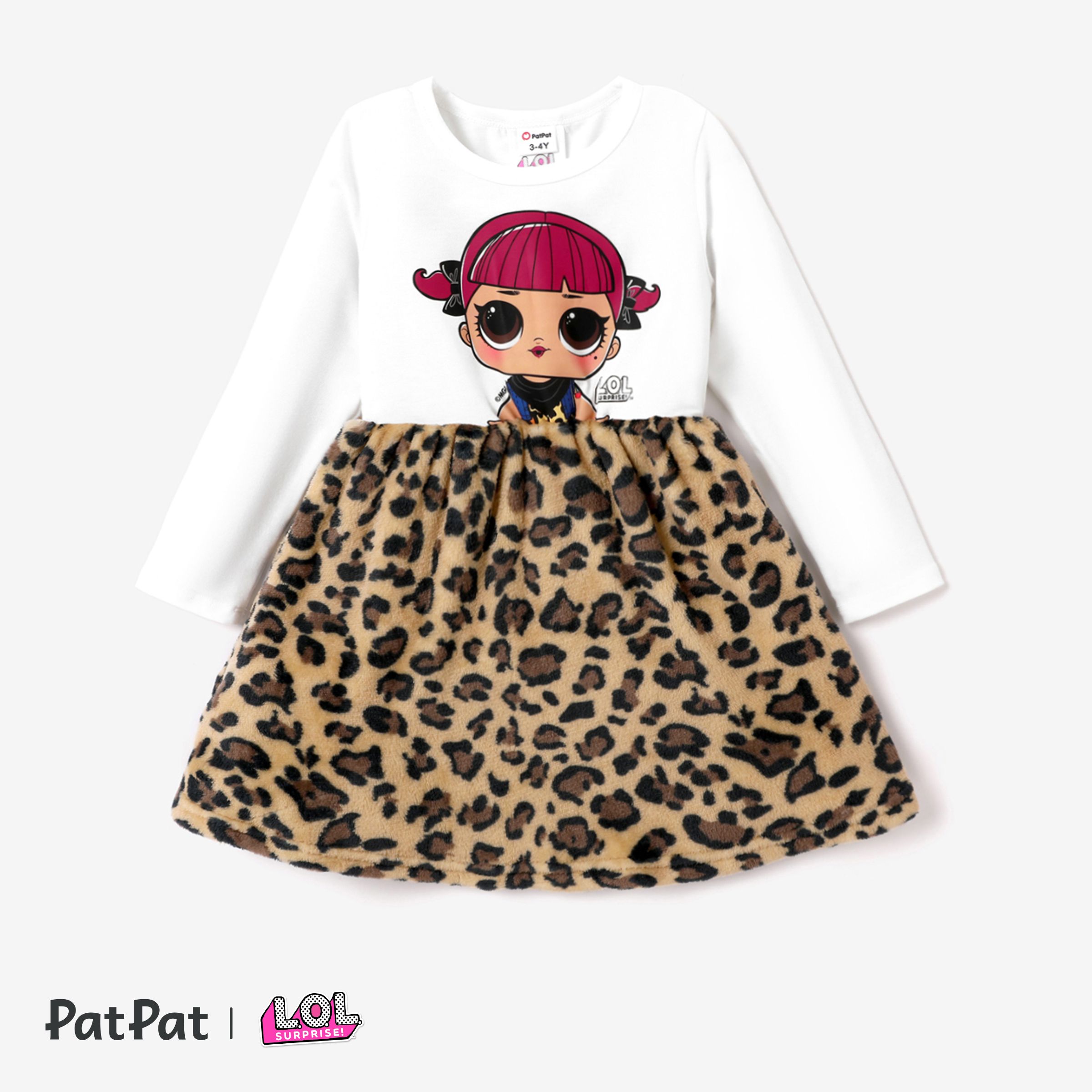 L.O.L. SURPRISE! Toddler Girl Graphic Print Long-sleeve Fleece Coat or Leopard Print Dress