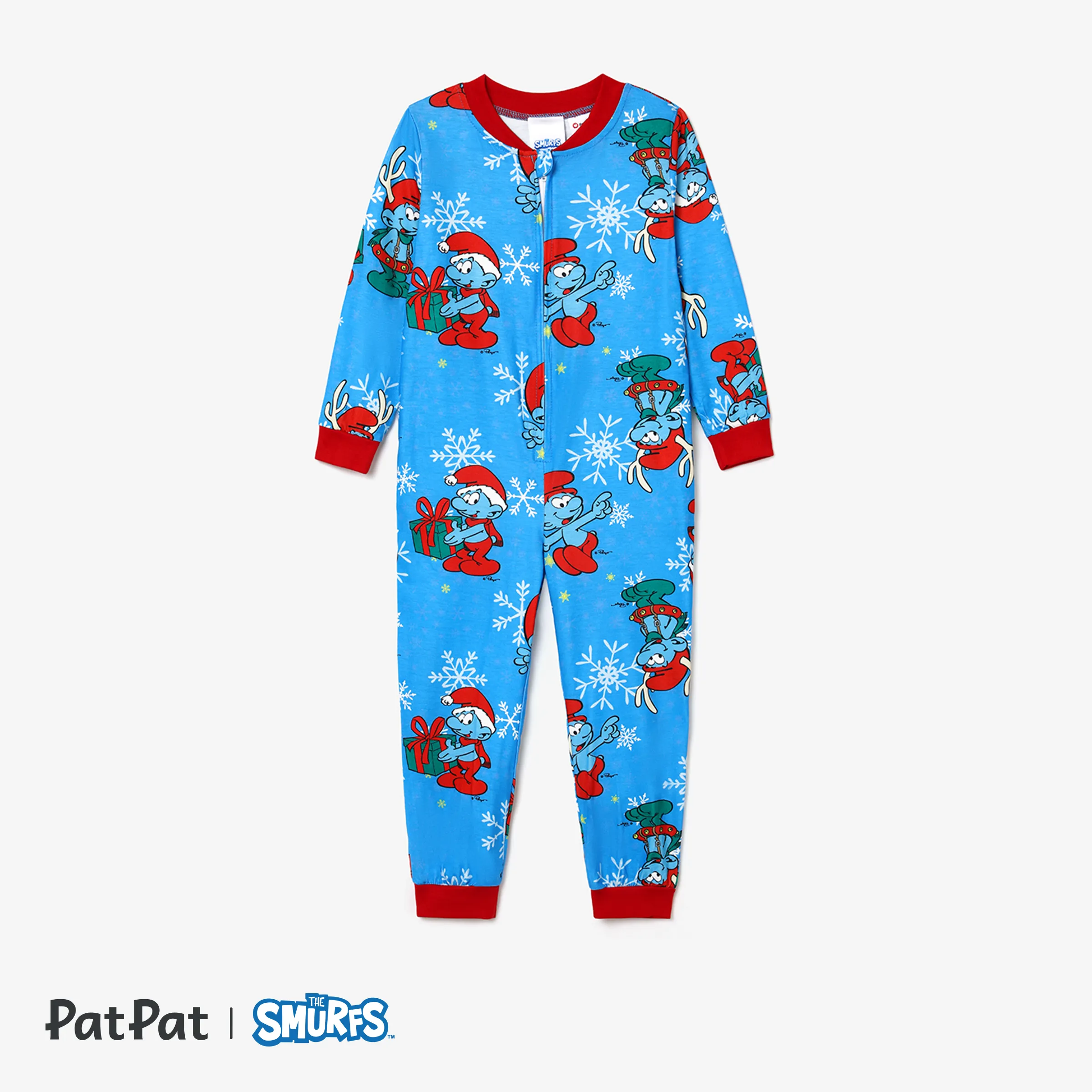 

The Smurfs Christmas Pattern Print Colorblock Family Matching Onesies Pajamas(Flame Resistant)