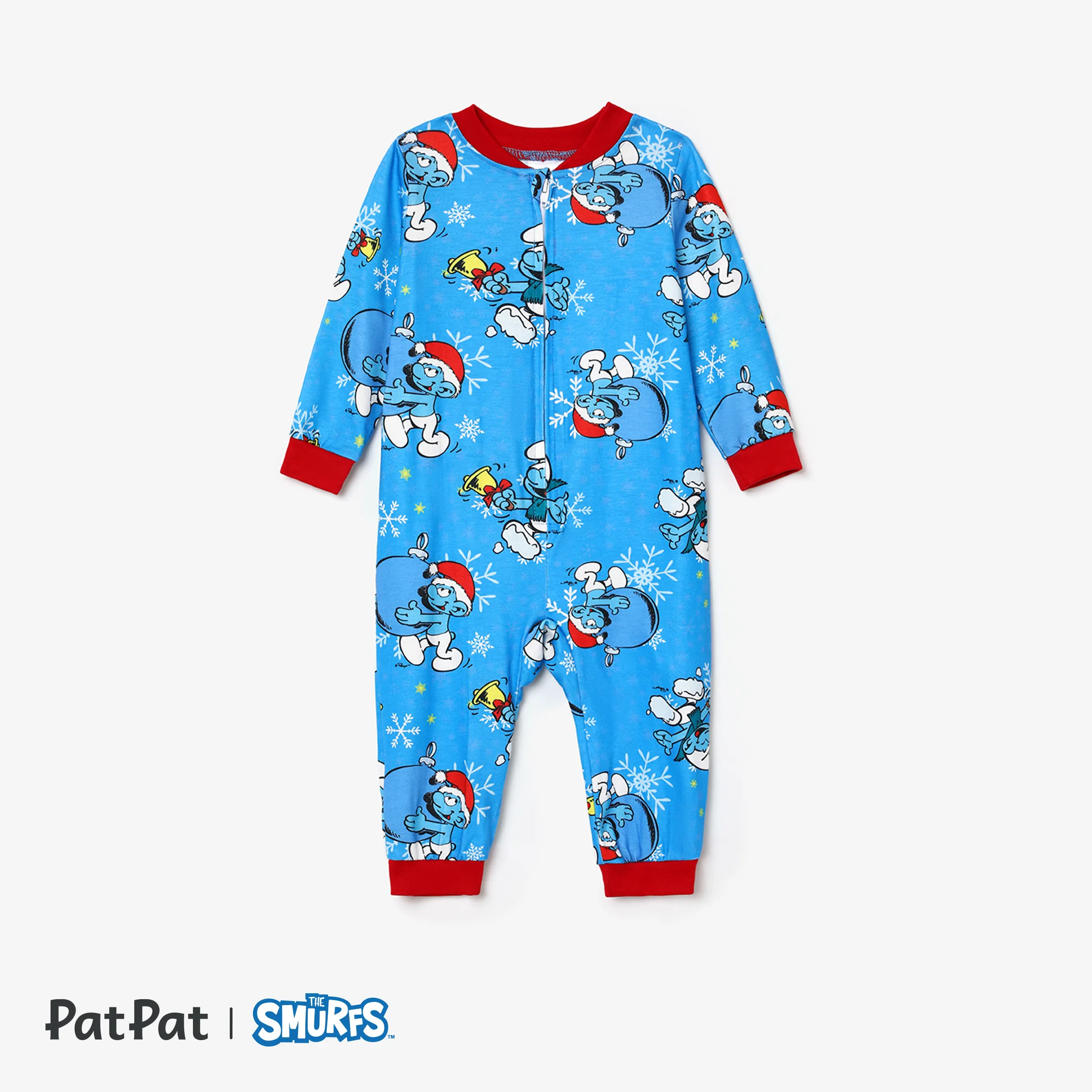 

The Smurfs Christmas Pattern Print Colorblock Family Matching Onesies Pajamas(Flame Resistant)