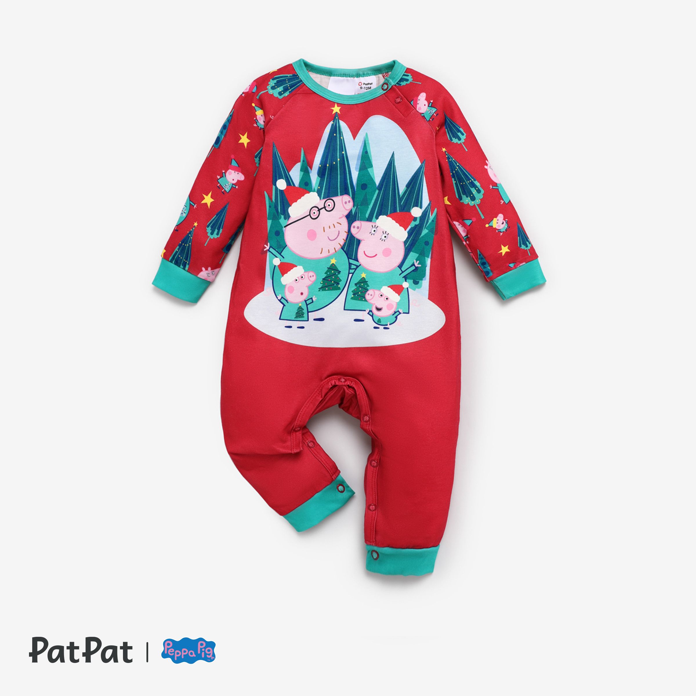 Peppa Pig Christmas Family Matching Character Print Long-sleeve Pajamas Sets(Flame Resistant)