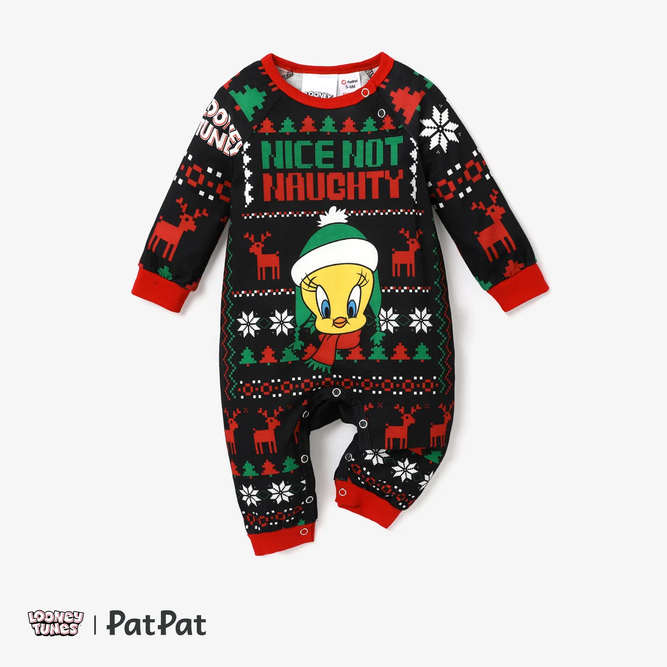 Looney Tunes Family Matching Christmas Pajamas (Flame Resistant) redblack big image 1