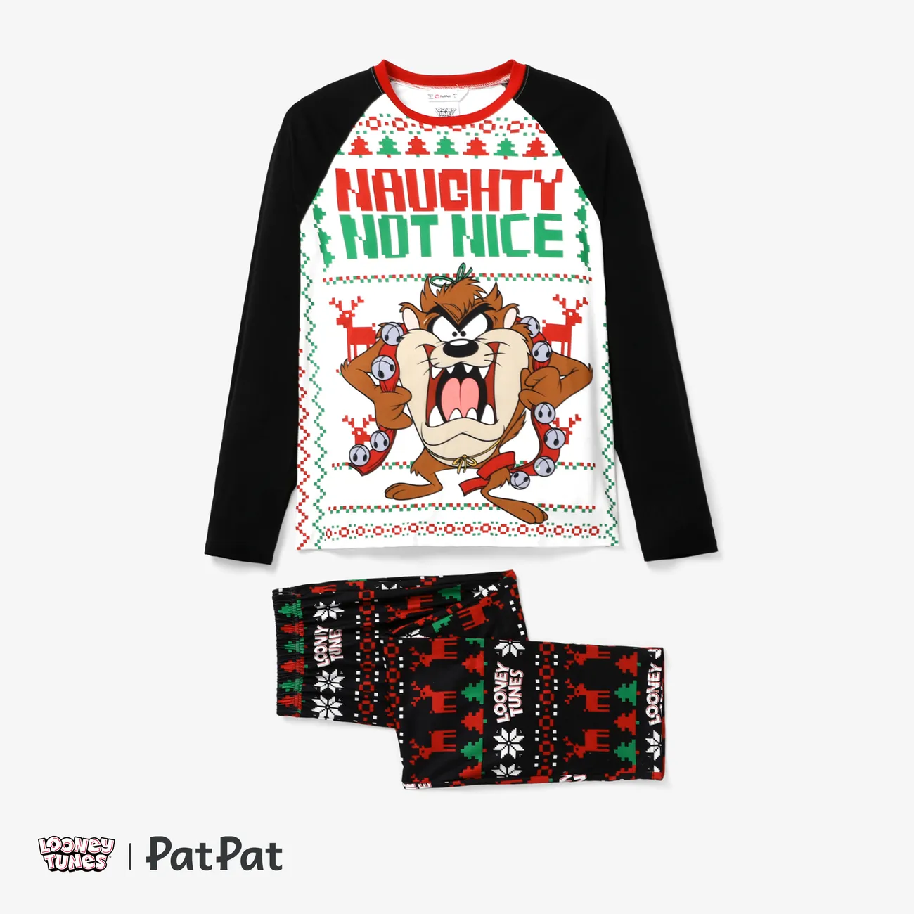 Looney Tunes Weihnachten Familien-Looks Langärmelig Familien-Outfits Pyjamas (Flame Resistant) rot schwarz big image 1