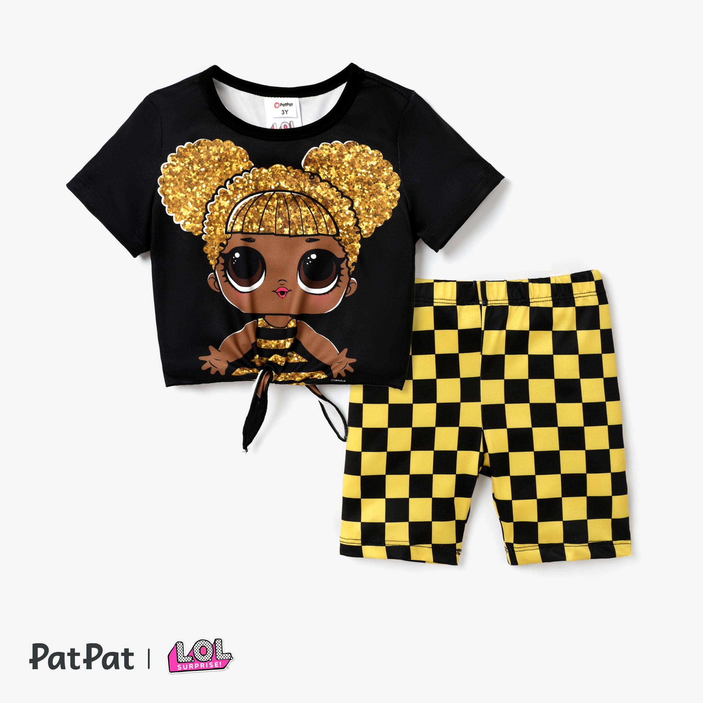 L.O.L. SURPRISE! Kid/Toddler Girl Graphic Printed Short-Sleeved T-Shirt With Short Cycling Pants Suit